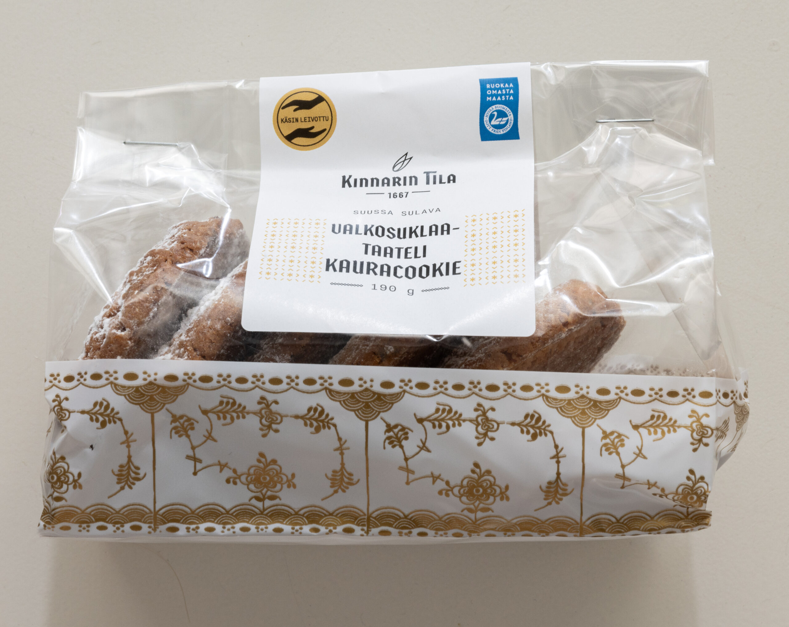 Kinnarin Tilan Valkosuklaa-taatelicookie 190g