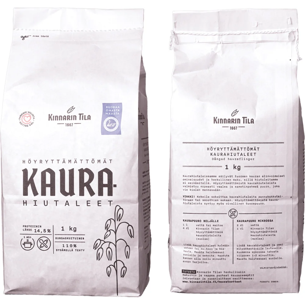 Kaurahiutaleet - höyryttämättömät Kinnarin Tilan kaurahiutaleet - Image 2