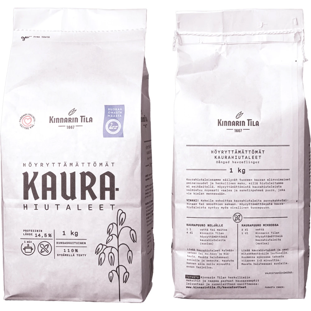 Kaurahiutaleet - höyryttämättömät Kinnarin Tilan kaurahiutaleet - Image 2
