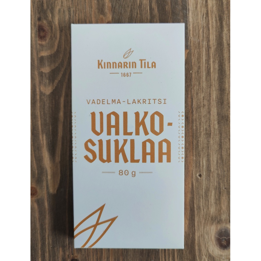 Kinnarin Tilan Vadelma-lakritsi valkosuklaa 80g