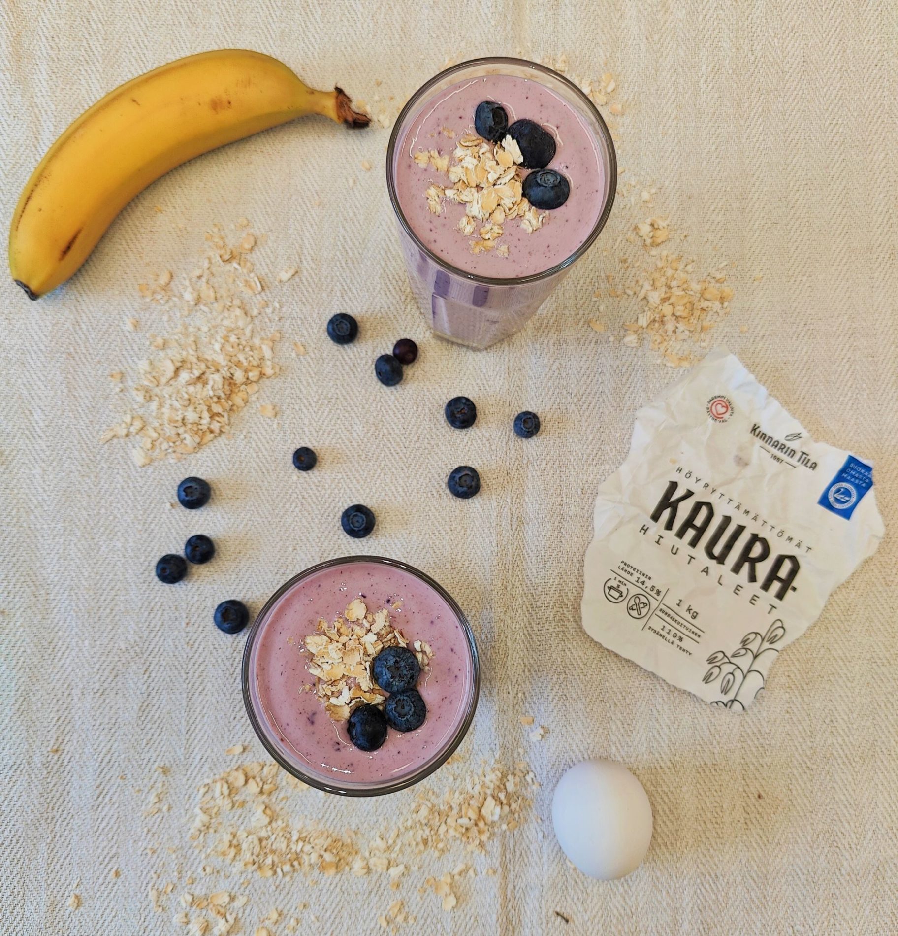 Proteiinipitoinen kaura-marjasmoothie