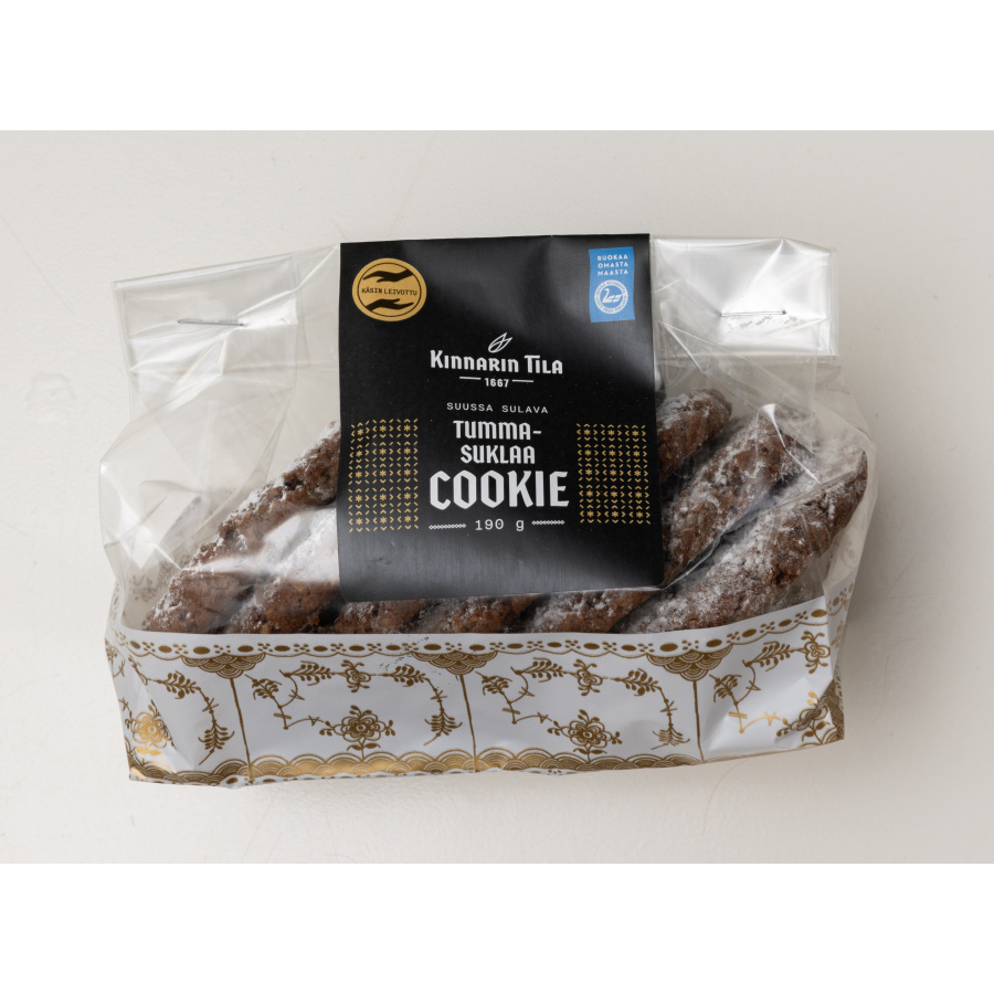 Kinnarin Tilan Tummasuklaa-hasselpähkinäcookie 190g
