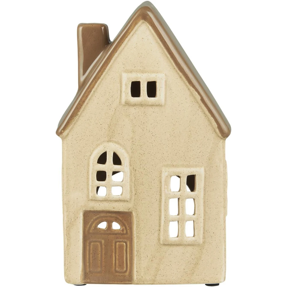 Talo kynttilälyhty beige 3 ikkunaa, Ib Laursen