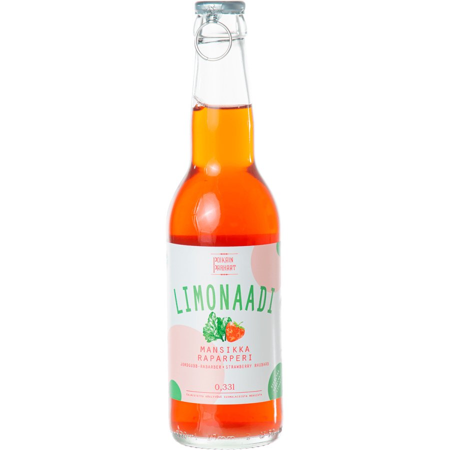 Mansikka-raparperi limonaadi 0,33L, Poikain Parhaat