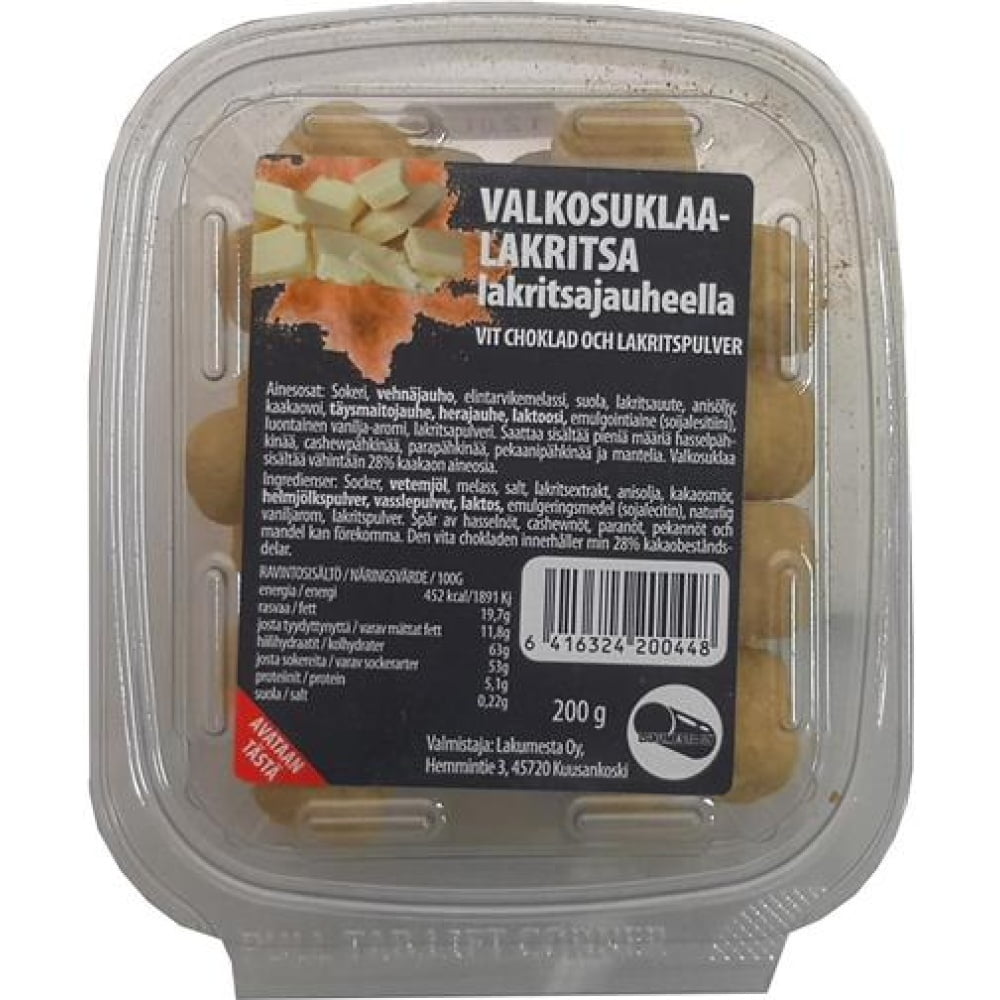 Lakumesta valkosuklaalaku lakritsijauheella 120g
