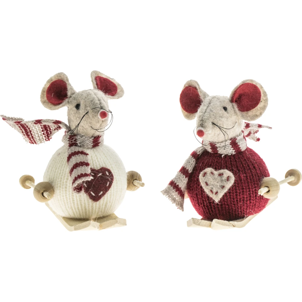 Pikku hiihtäjähiiri-koriste 8cm