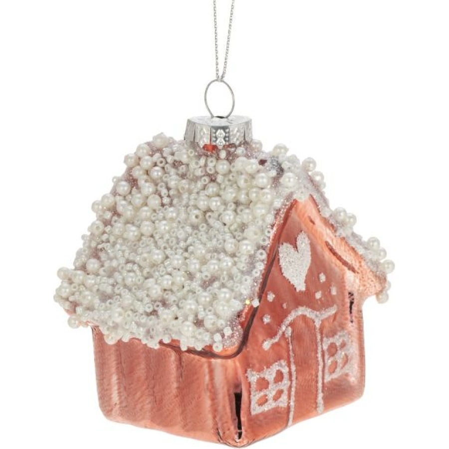 Lasimökki 8cm pinkki helmilumi