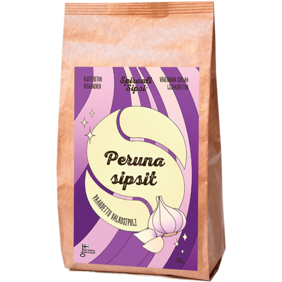 Paahdettu valkosipuli perunasipsi 100g, Spiraalisipsi