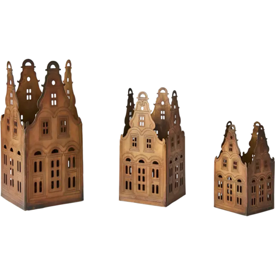 Talolyhty kynttilälle L-koko, patinoitu messinki