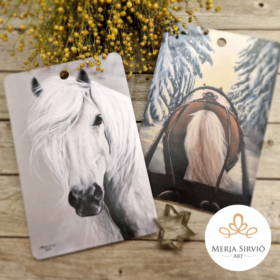 Hevoset - kaksipuoleinen leikkuulauta koivuvaneri, Merja Sirviö Art