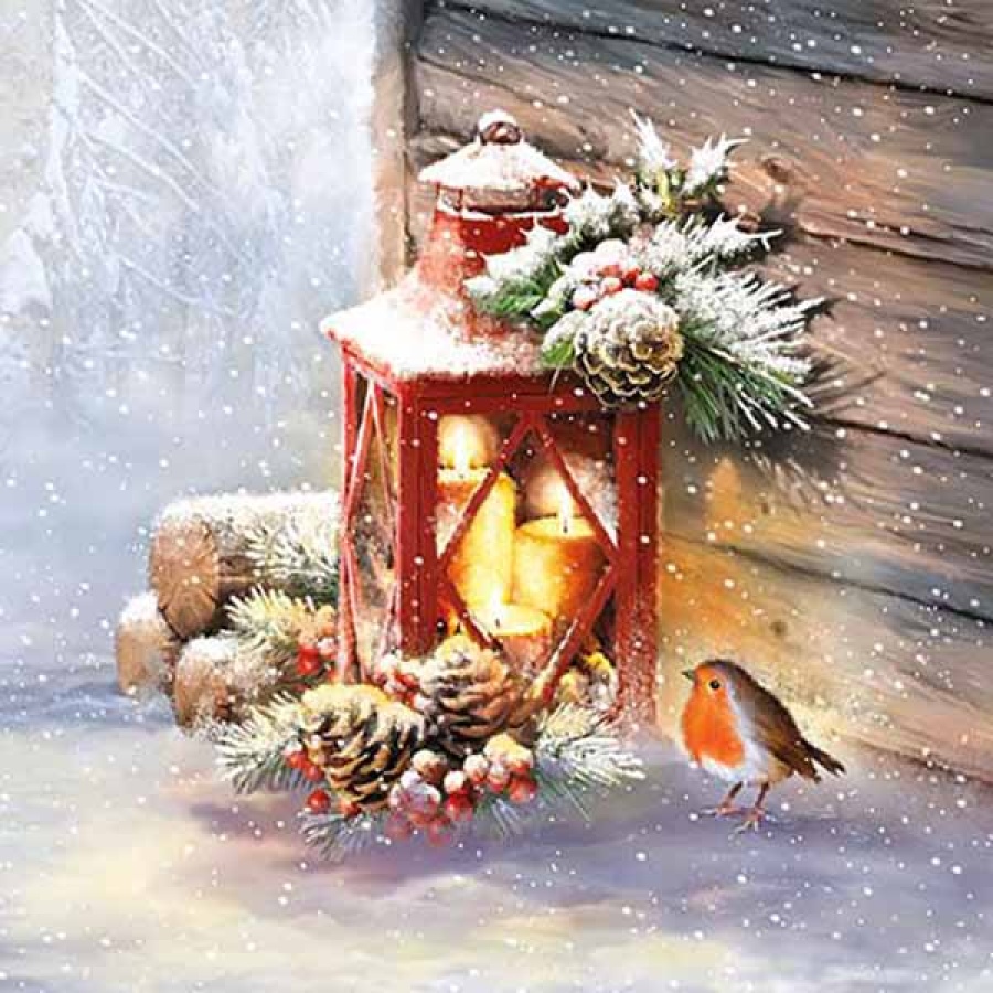 Kahviservetti Punarinta ja lyhty