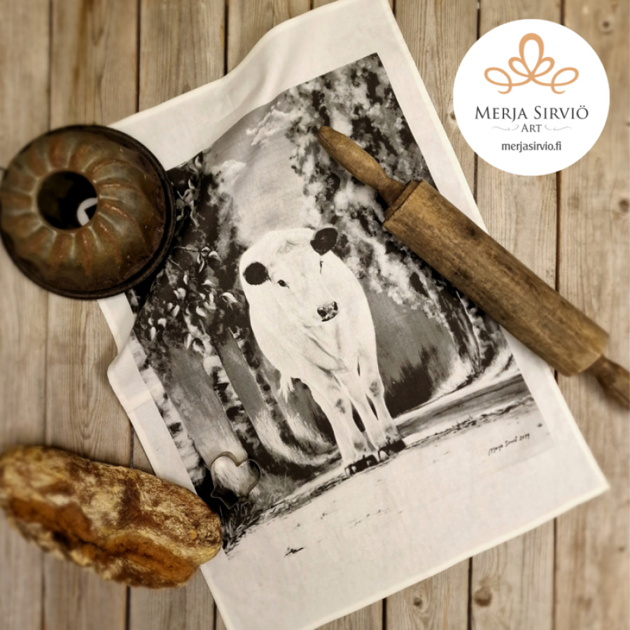 Lapin helmi - leivinliina/keittiöpyyhe, Merja Sirviö Art