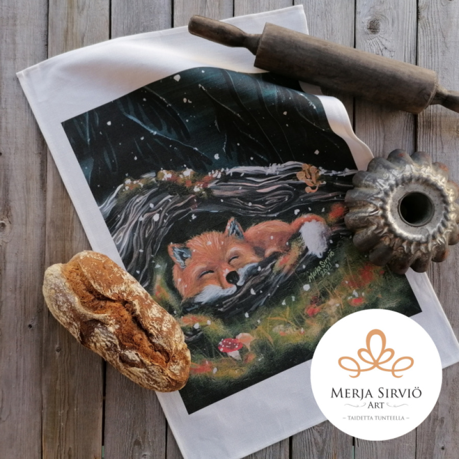 Ensilumi - leivinliina/keittiöpyyhe, Merja Sirviö Art