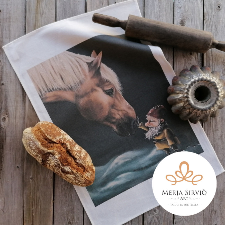 Joulun kosketus - leivinliina/keittiöpyyhe, Merja Sirviö Art